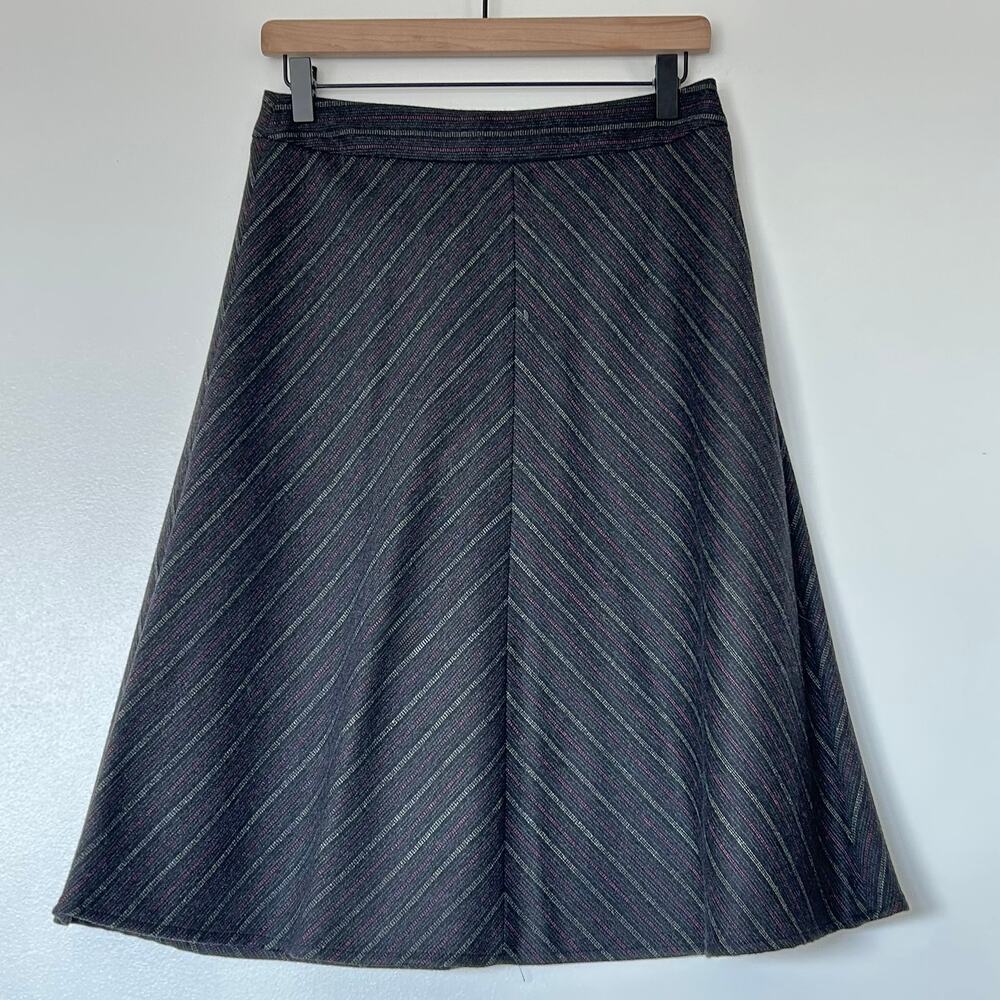 Missoni Italy Wool Chevron A-Line Midi Skirt Gray Italian Designer US 4